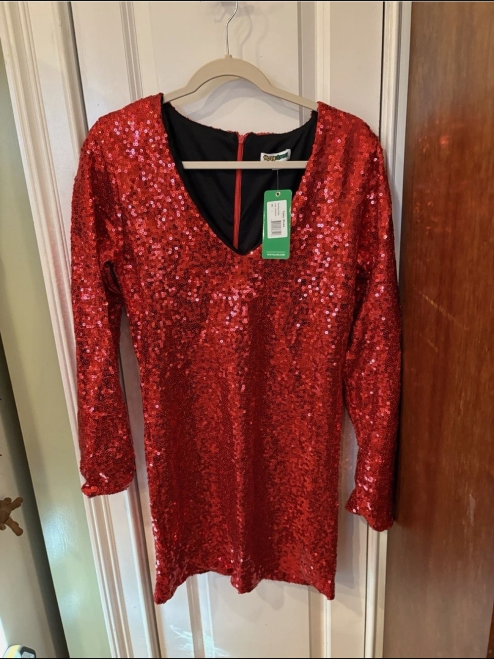 Tipsy Elves Red Sequin V-Neck Dress